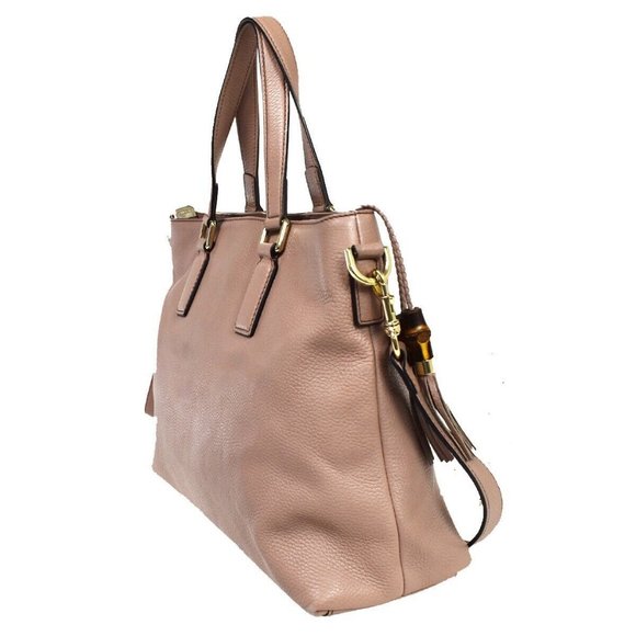 Authenticity Guaranteed GUCCI GG Logo 2Way Shoulder Hand Bag Bamboo Fringe - Picture 4 of 16